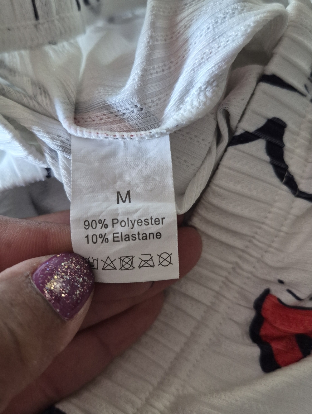Sleep Set 2pc Shorts & Cropped Tank Top Sz Med Hearts White Red Black - Picture 7 of 12